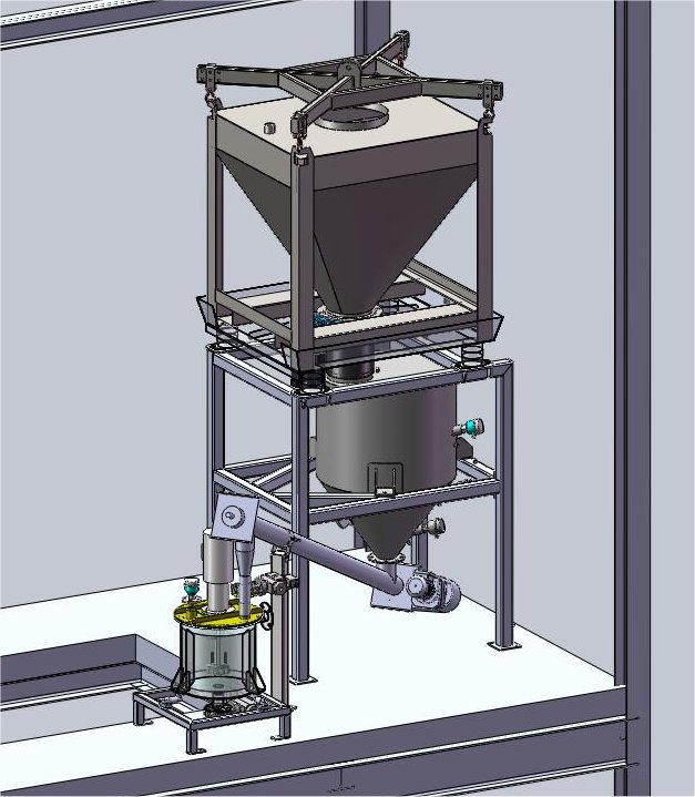 screw conveyor under stainless steel container